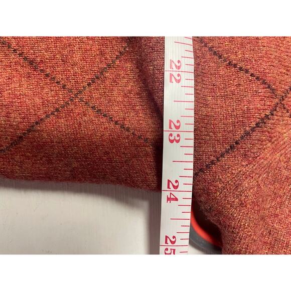 ALAN FLUSSER Pure 100% CASHMERE Mens Argyle Sweater Pumpkin Pullover Crewneck XL - Picture 8 of 9